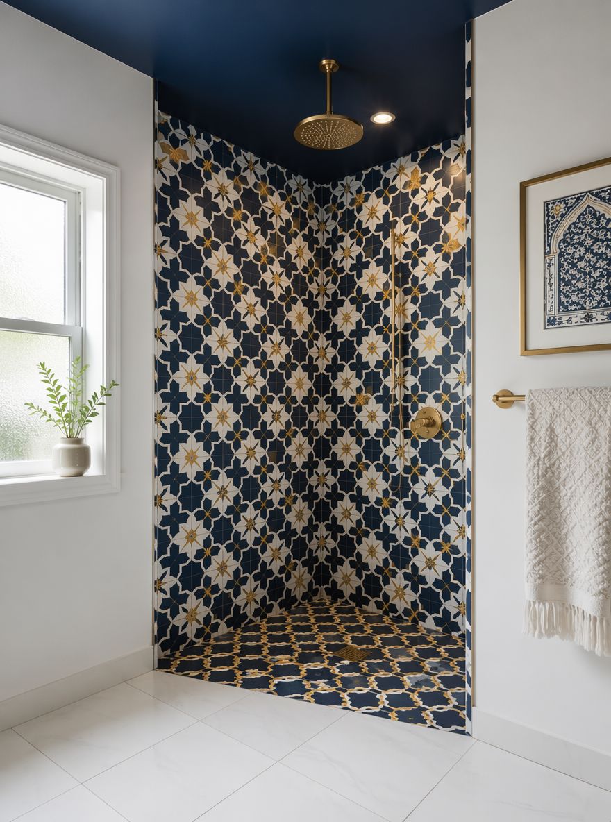 Piastrelle marocchine con soffitto blu intenso