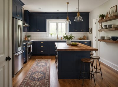 Ideas para Cocinas Azules que Equilibran Color y Funcionalidad