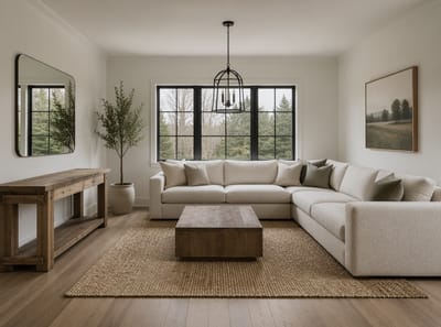Ideas para Salas Farmhouse Modernas que Equilibran Calidez y Sobriedad