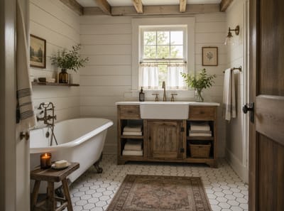 Ideas para Baños Rústicos de Estilo Farmhouse que se Sienten Vividos, No Escenificados