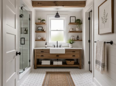 Ideas para Baños Modernos de Estilo Farmhouse que Equilibran Calidez y Funcionalidad