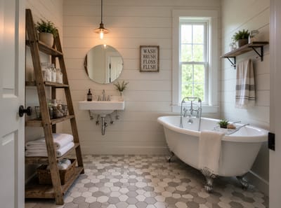Ideas para baños farmhouse que se sienten habitados, no decorados