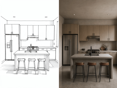 Interior Sketch to Render