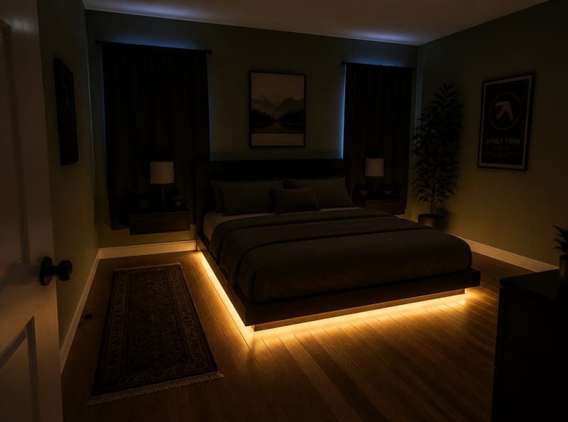 Yatak Odanızın Gece Atmosferini Değiştiren LED Şerit Işık Fikirleri