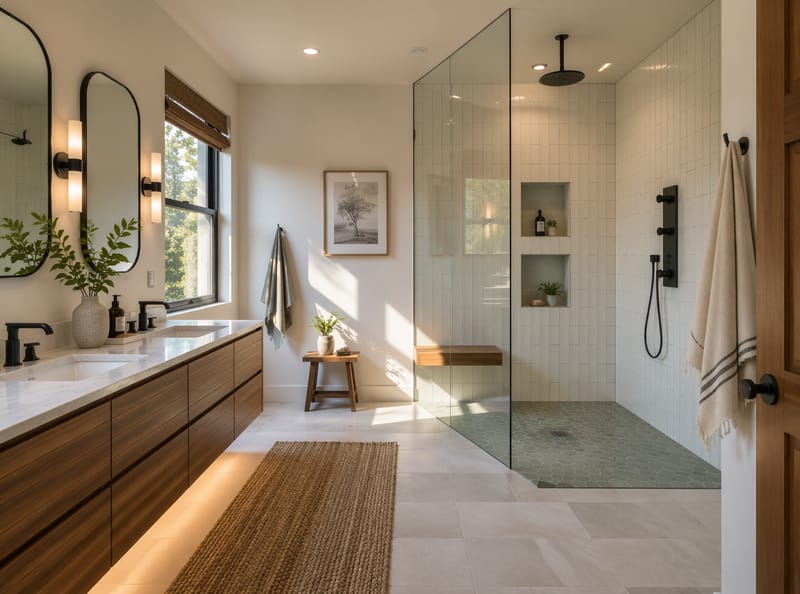 Ideas de Duchas sin Puerta para Baños Principales: Funcionalidad y Estilo