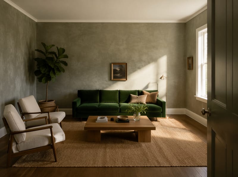 Idee per il Soggiorno Verde che Creano Armonia, senza Eccessi