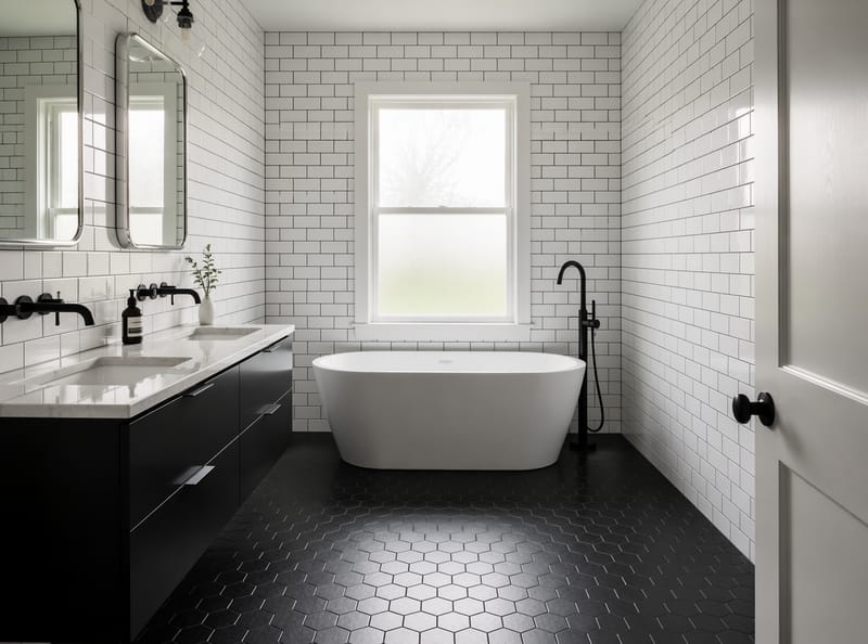 Ideas de baños en blanco y negro que resisten al paso del tiempo